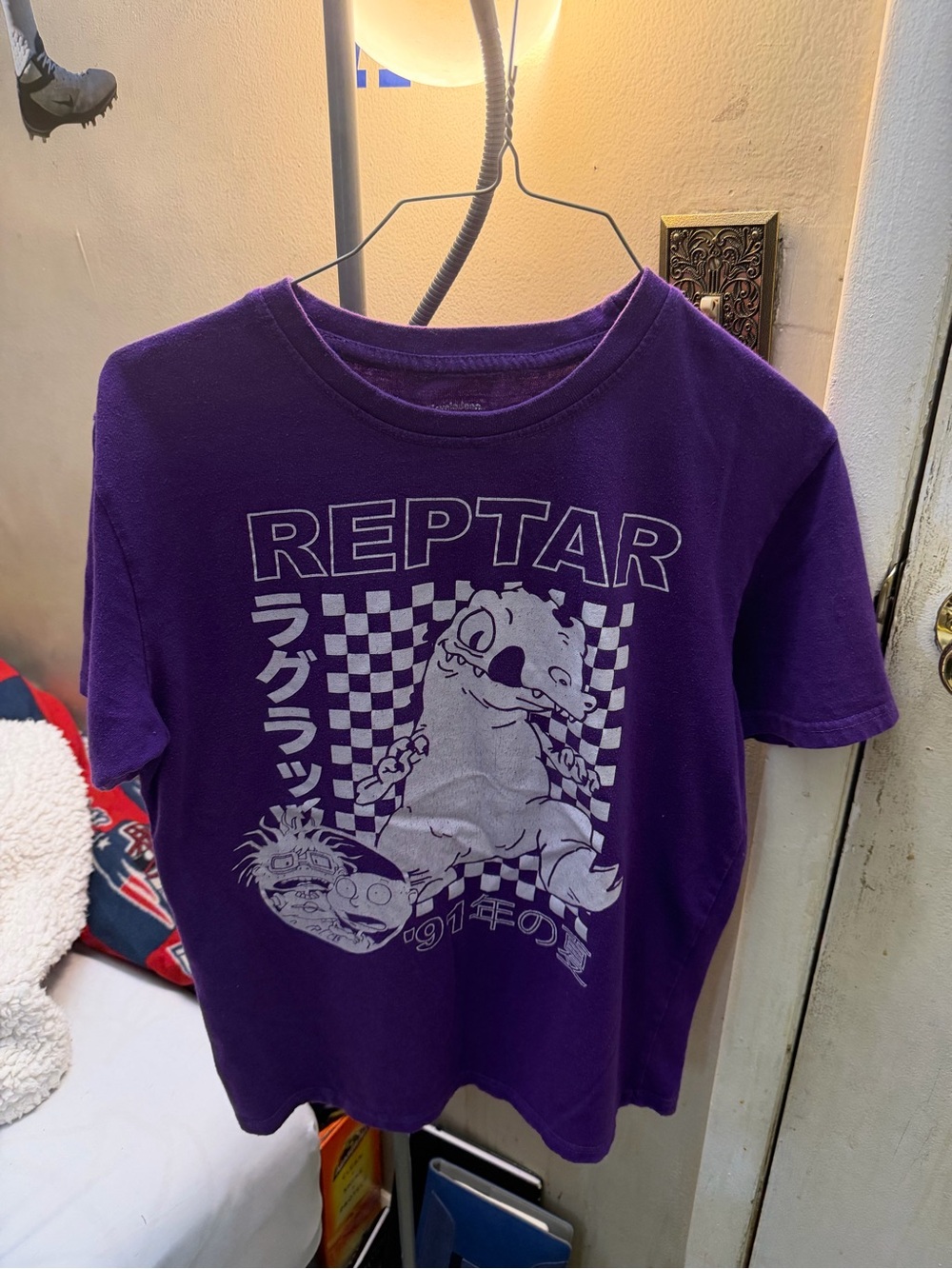 Nickelodeon Purple Reptar Graphic Tee with Silver Print